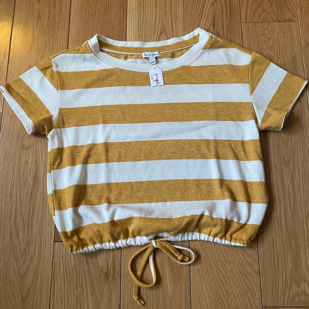 Striped Yellow and White Crop Top